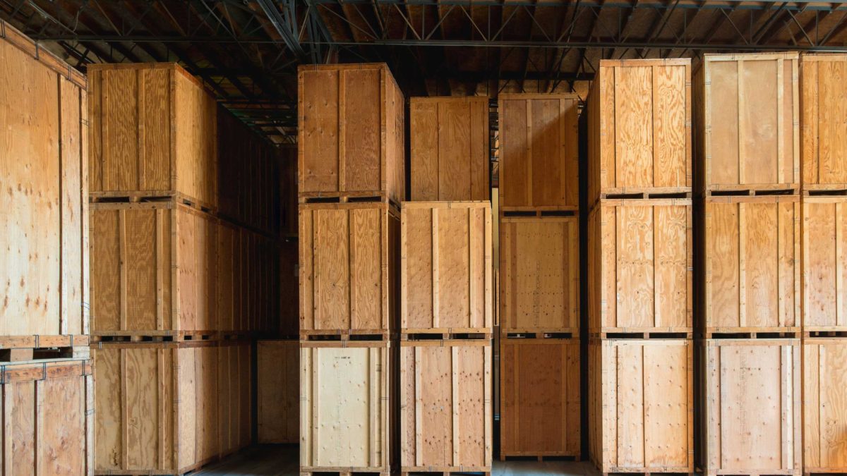 large plywood shipping crate ready for delivery